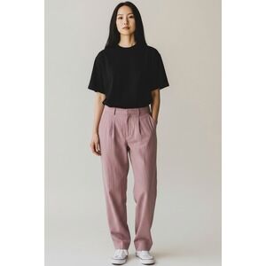 Banana Republic Women's High Rise Tapered Trousers Mauve Pink Strip - Size 2